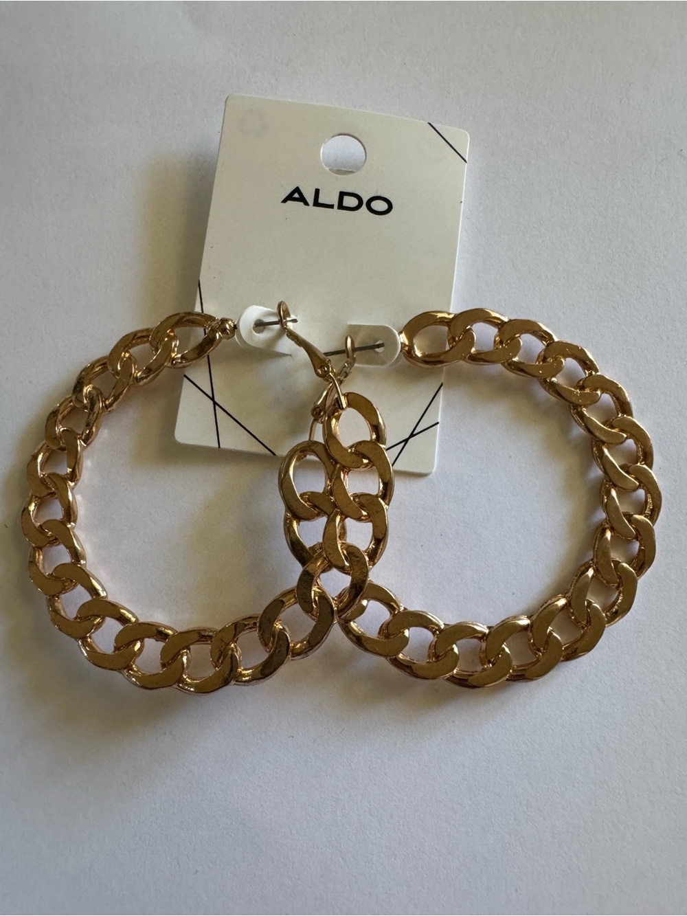 6.2cm ALDO Gold Chain-Link Hoop Earrings - Chunky Hoop Style